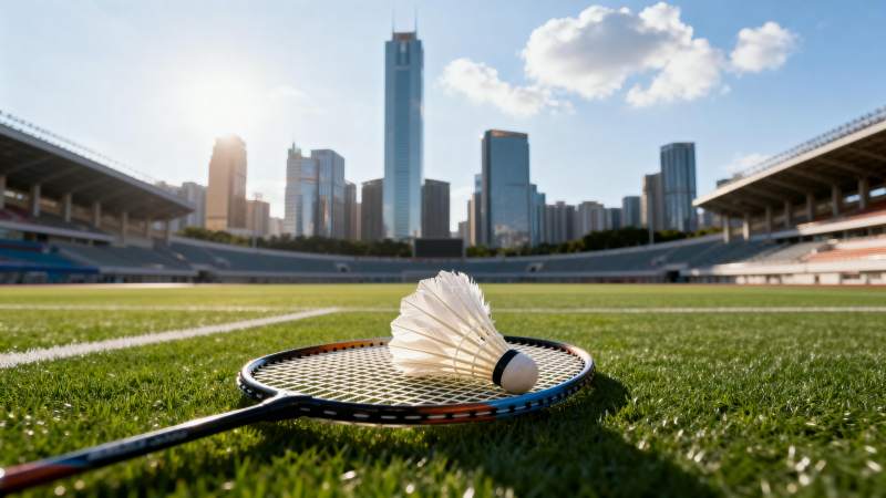 城市绿茵羽球静景图片