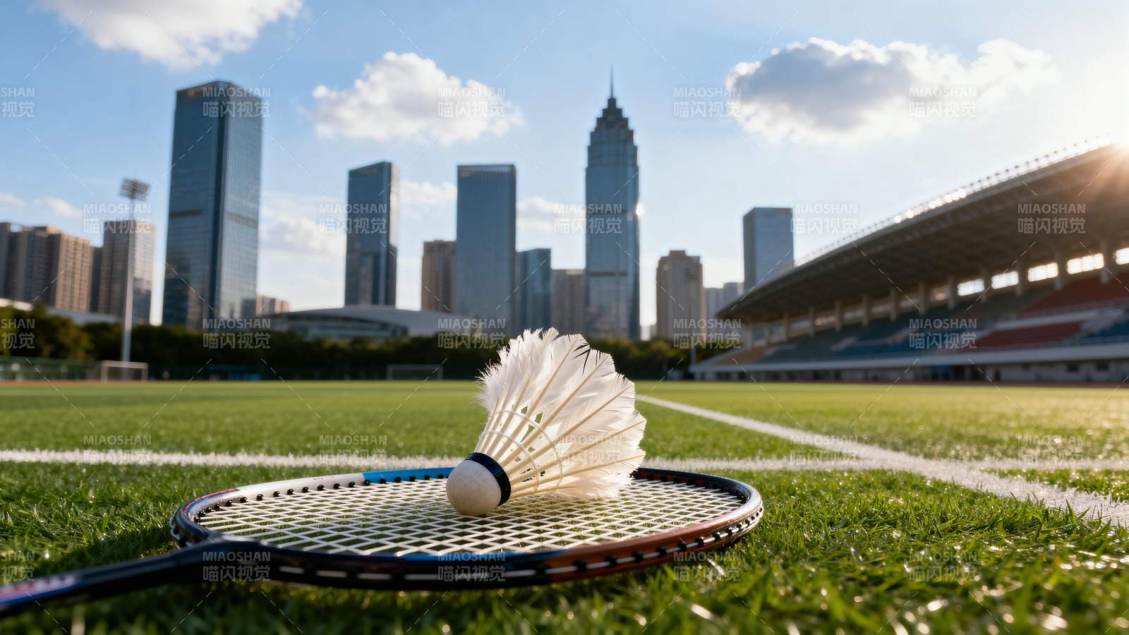 城市绿茵羽球静景图片