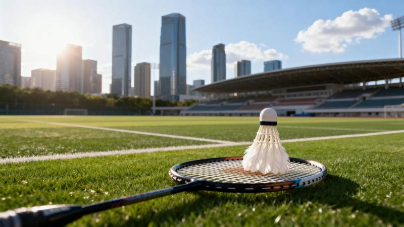 羽毛球场晨光美景图片