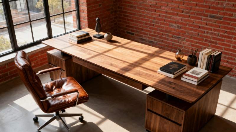 现代书房办公桌图片