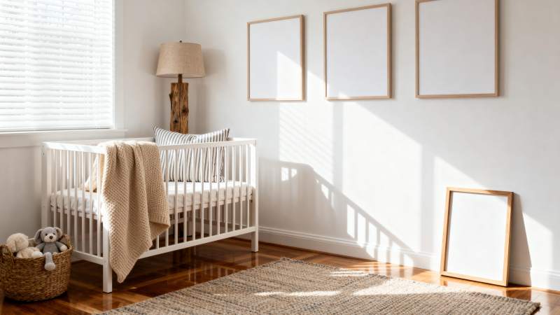 温馨婴儿房一角图片