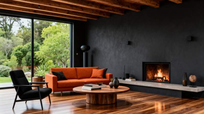 现代客厅 温暖壁炉图片