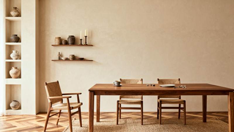 简约木质餐桌椅图片