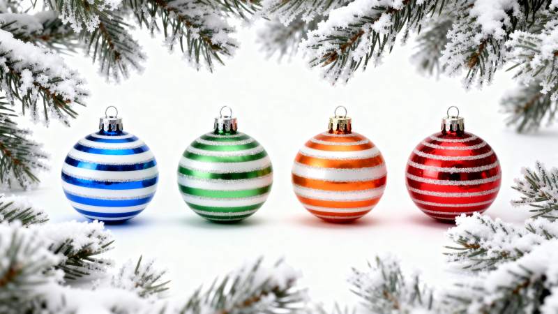 彩球雪松迎圣诞图片