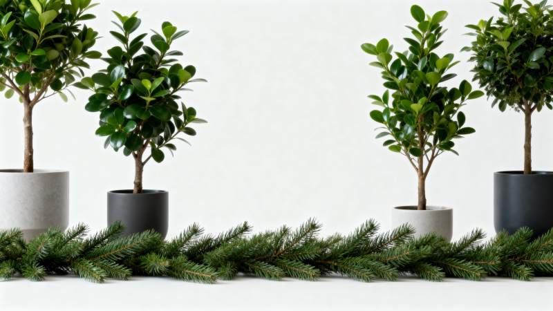 绿植与松枝装饰图片