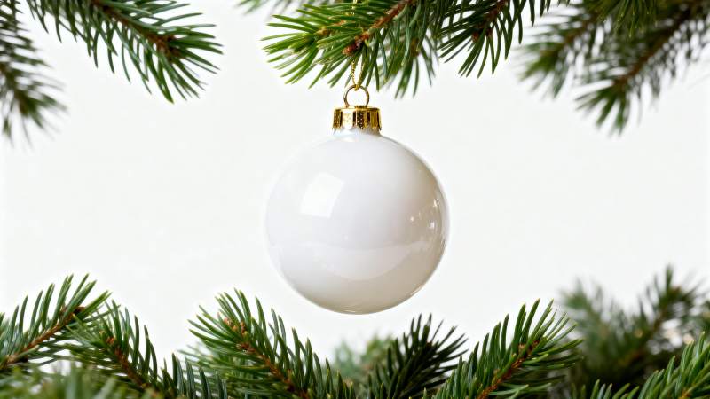 圣诞树上的白色装饰球图片