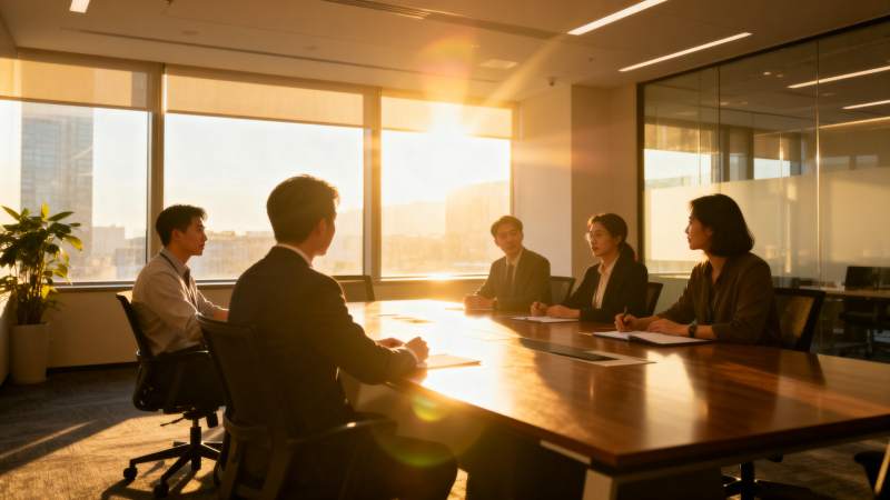商务会议晨光中图片