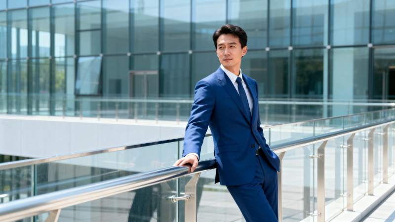 商务男士现代建筑前图片