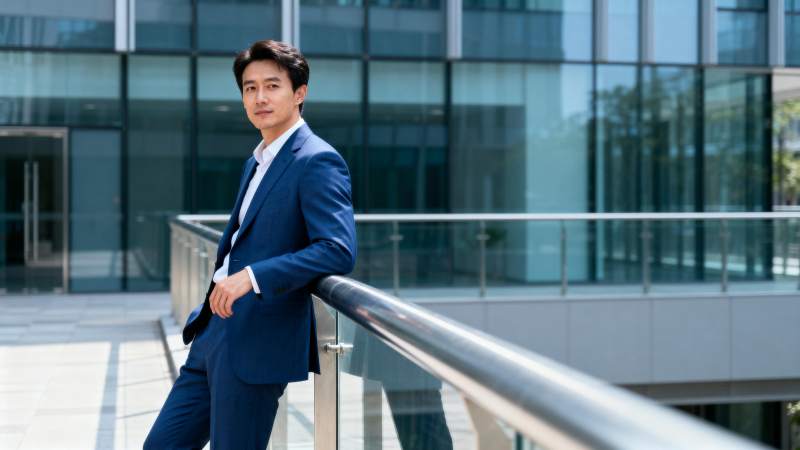 商务男士现代建筑前图片