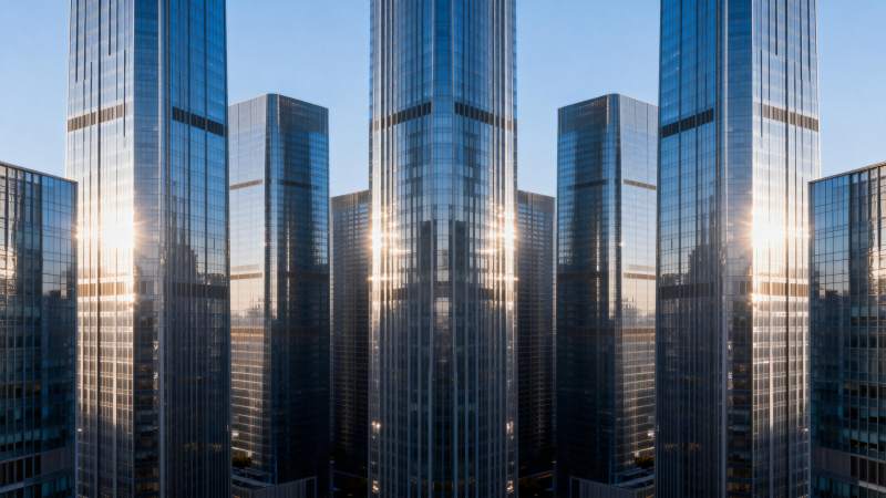 摩天大楼群日出图片