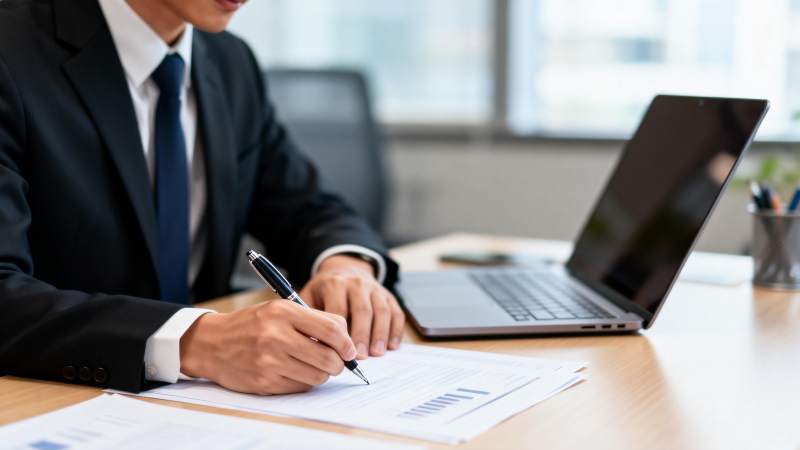 商务人士办公写文件图片