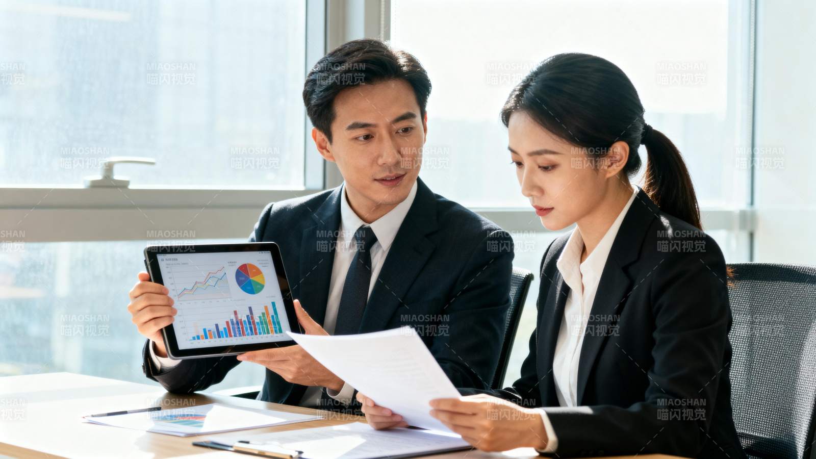 商务人士共商数据图片