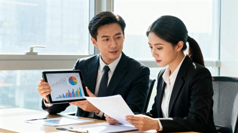 商务人士共商数据图片