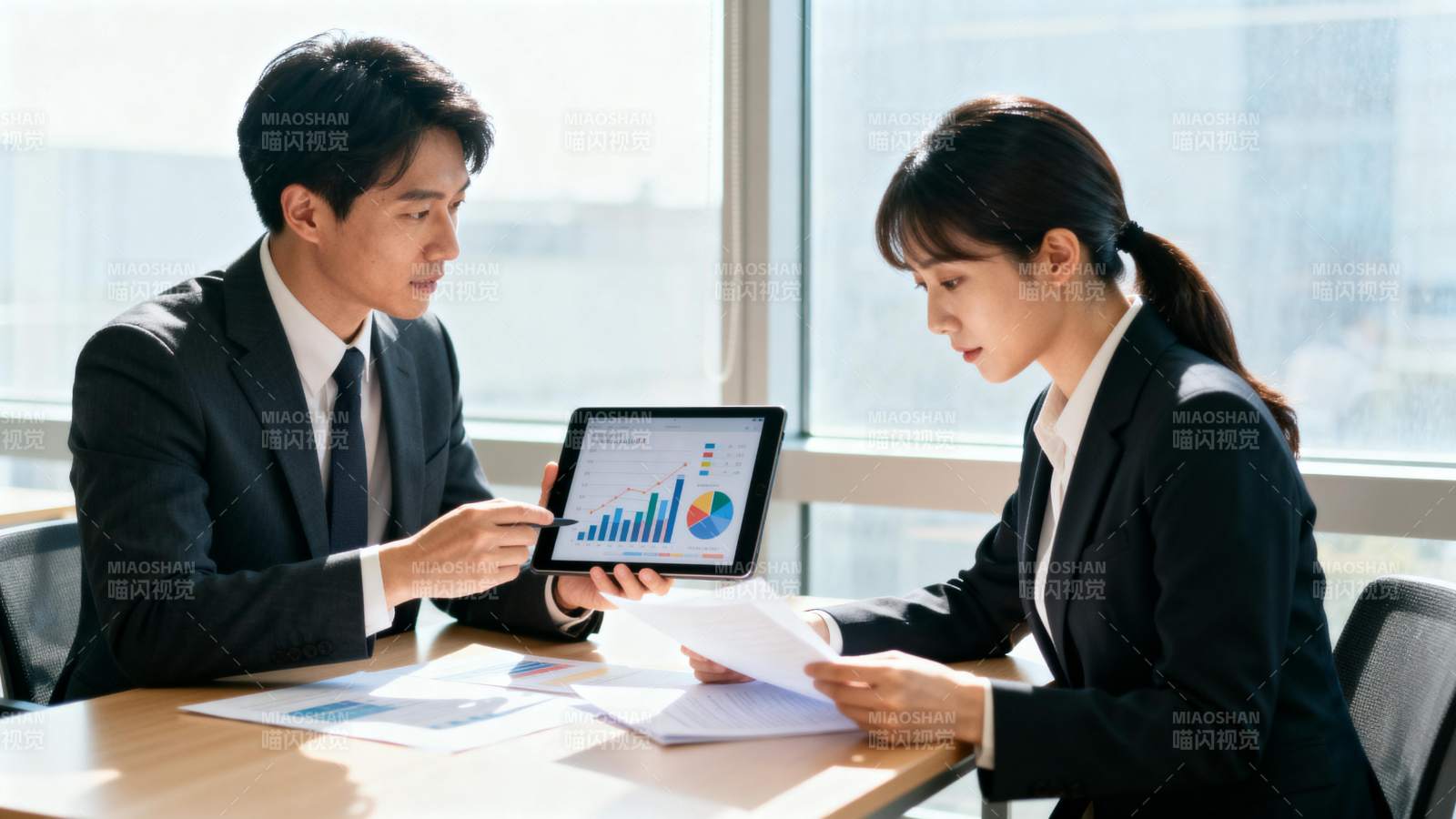 商务会议讨论图表图片