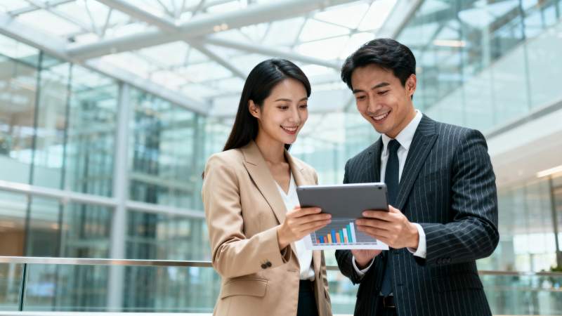 商务人士共览数据图片