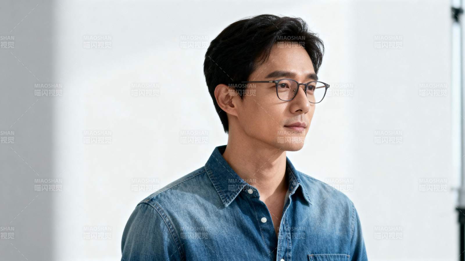 戴眼镜的男子侧脸图片