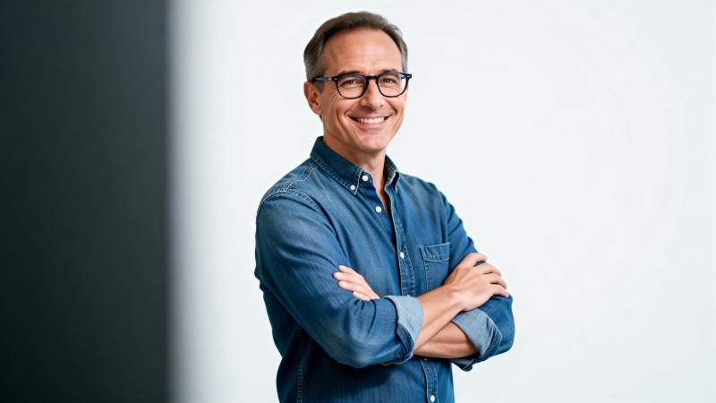 微笑的中年男子图片