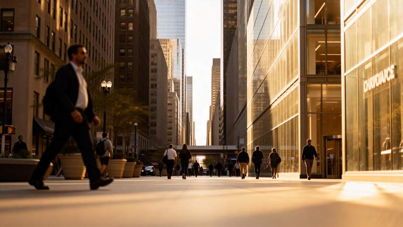 都市晨光行人匆匆图片