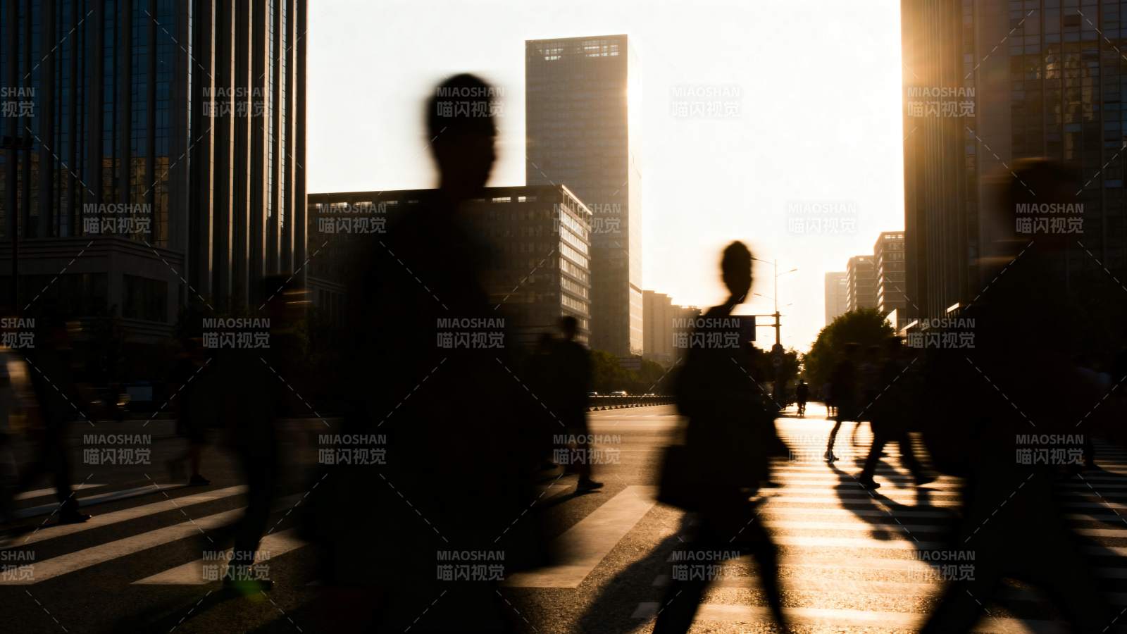 都市晨光剪影图片