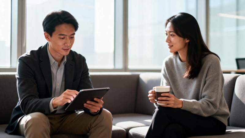 两人共饮谈工作图片