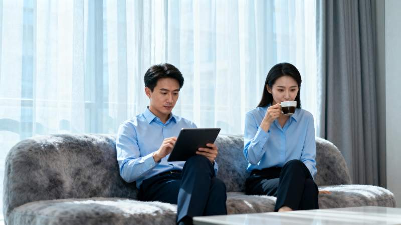 居家办公共度时光图片