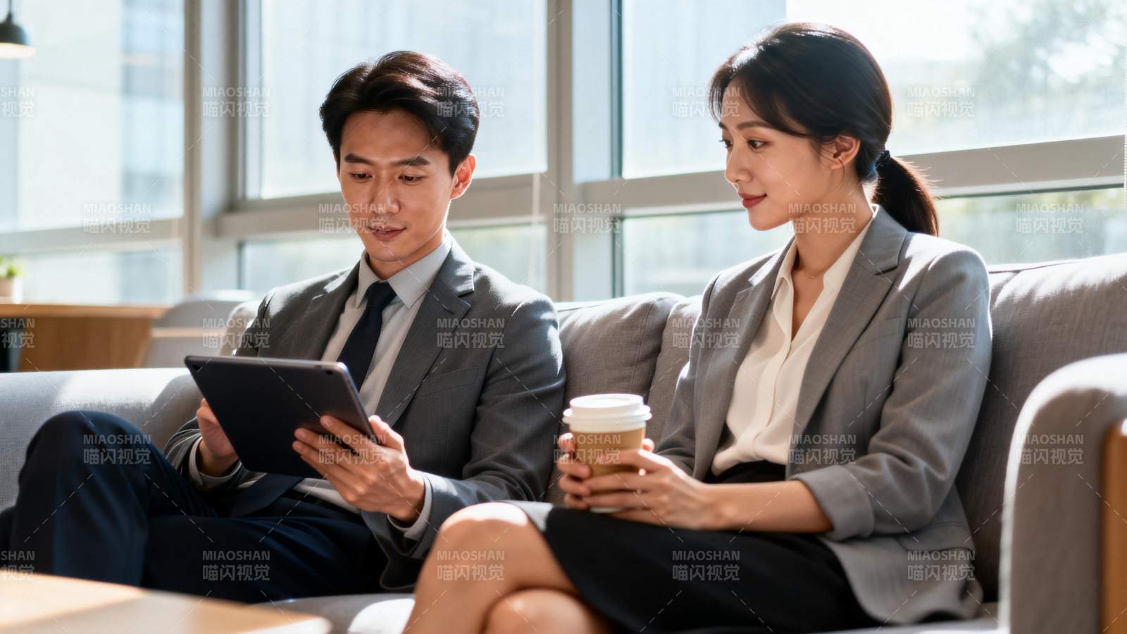 职场二人共赏平板图片