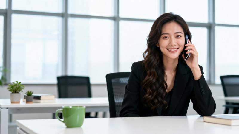 职场女性通话中图片