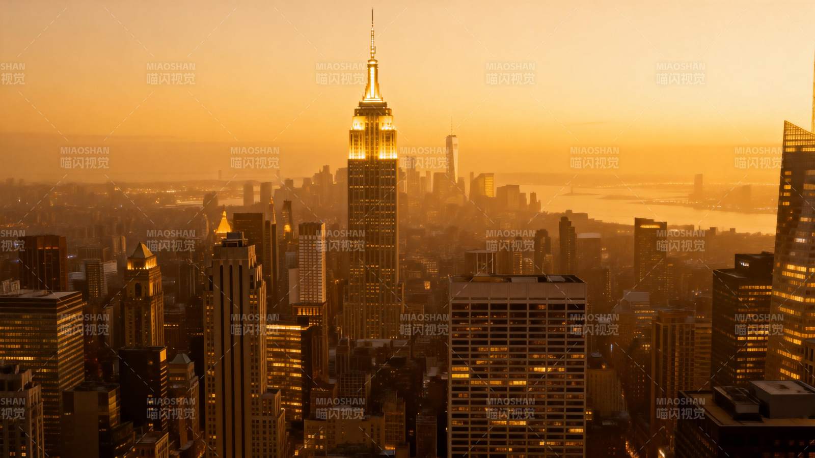 纽约黄昏天际线图片