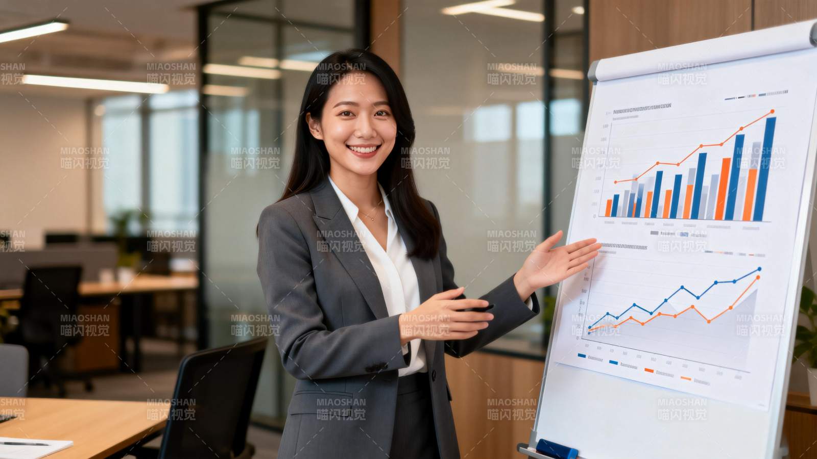 职场女性展示数据图表图片