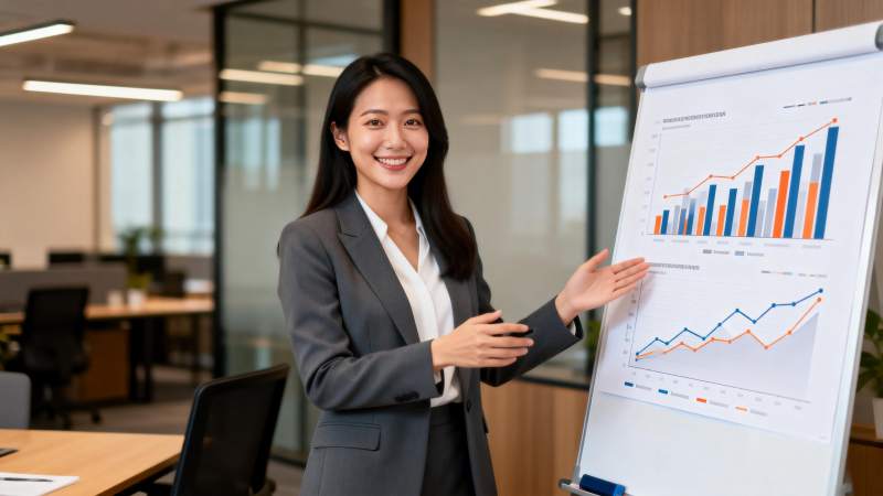 职场女性展示数据图表图片