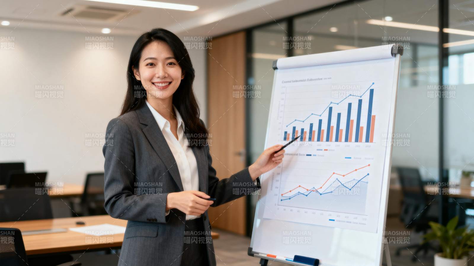 职场女性展示数据图表图片