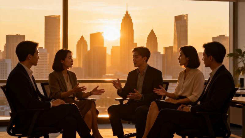 商务会议日落时分图片