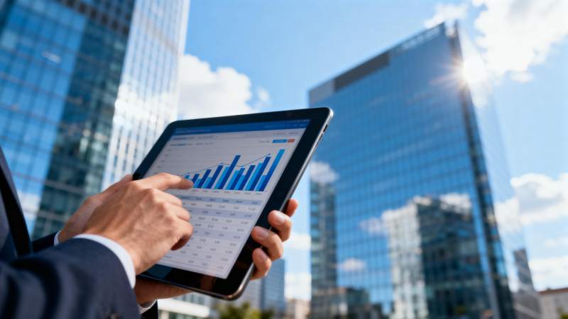 商务人士查看数据图表图片