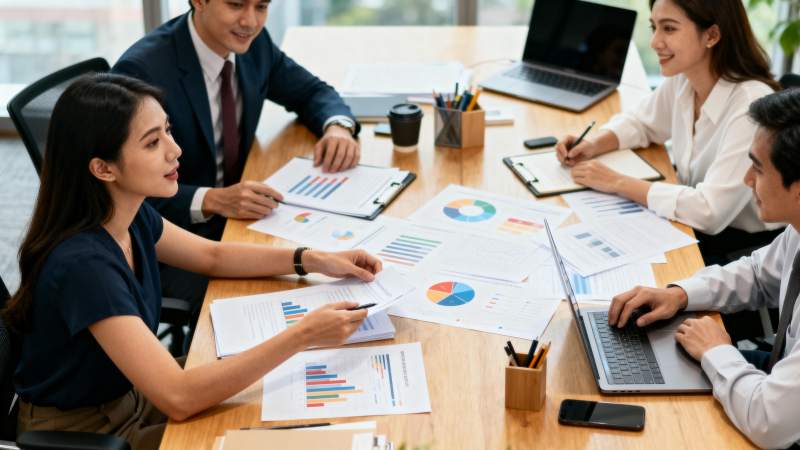 团队会议讨论数据图片