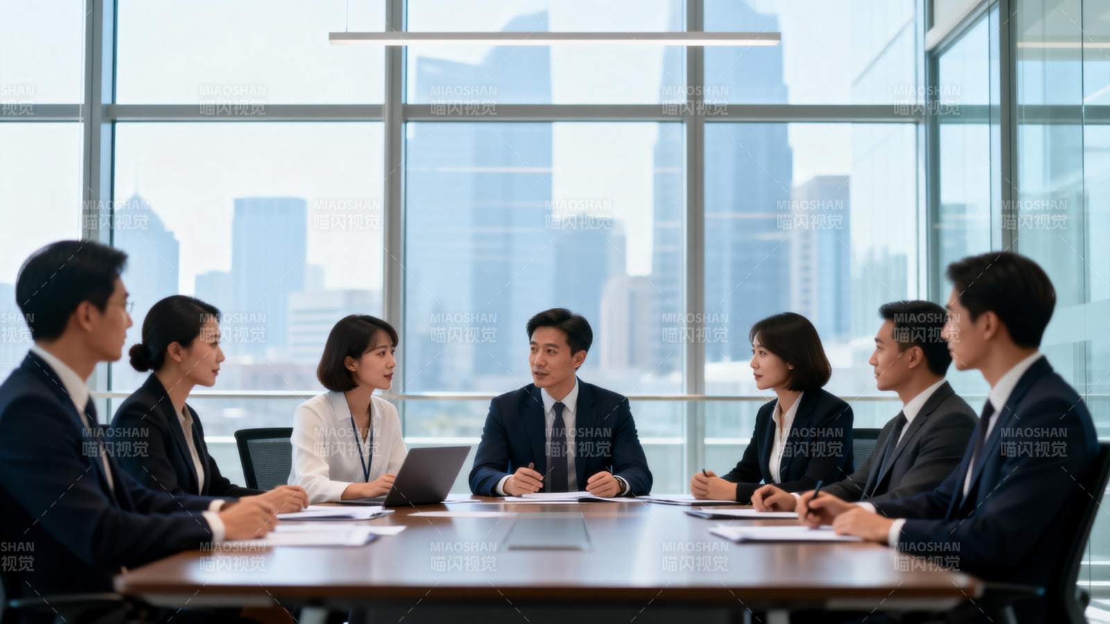 商务会议讨论中图片