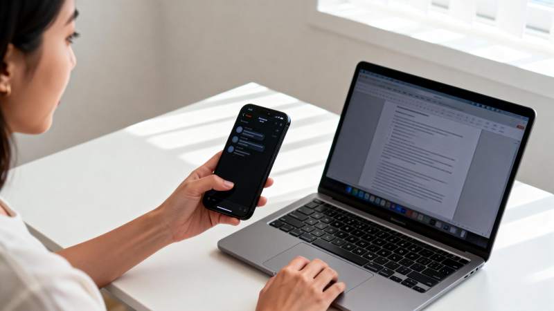 专注工作 手机电脑并用图片