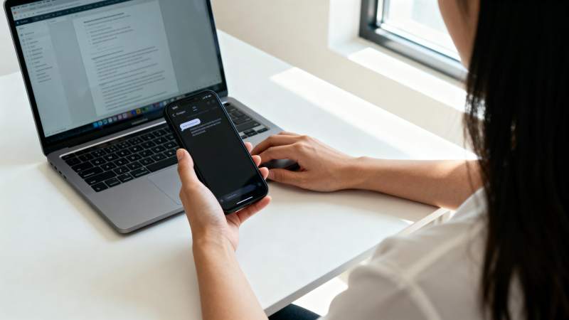 办公桌前使用手机图片