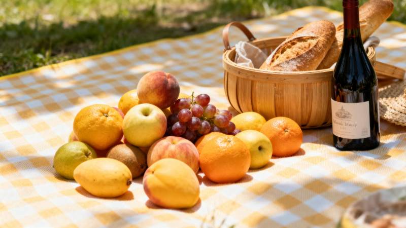 野餐水果与美酒图片