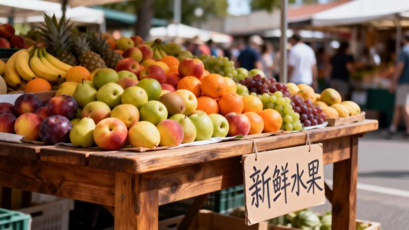 新鲜水果摊图片
