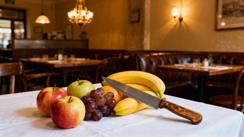 水果与刀具静物图片