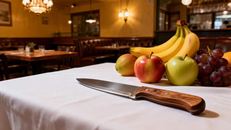 水果与刀具静物图片