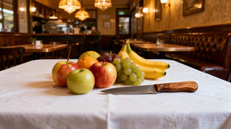 果盘与刀具静物图片