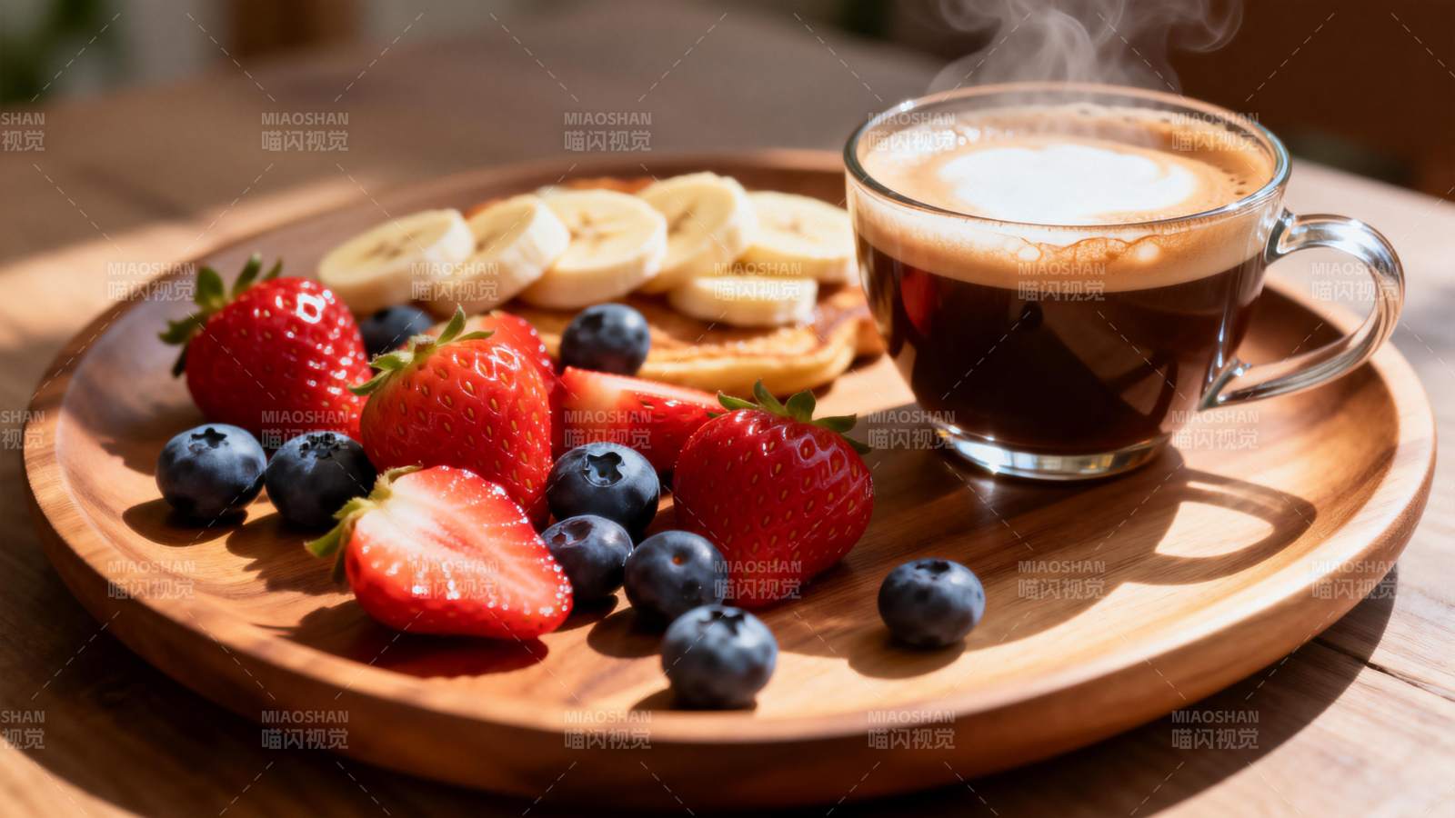 早餐水果与咖啡图片