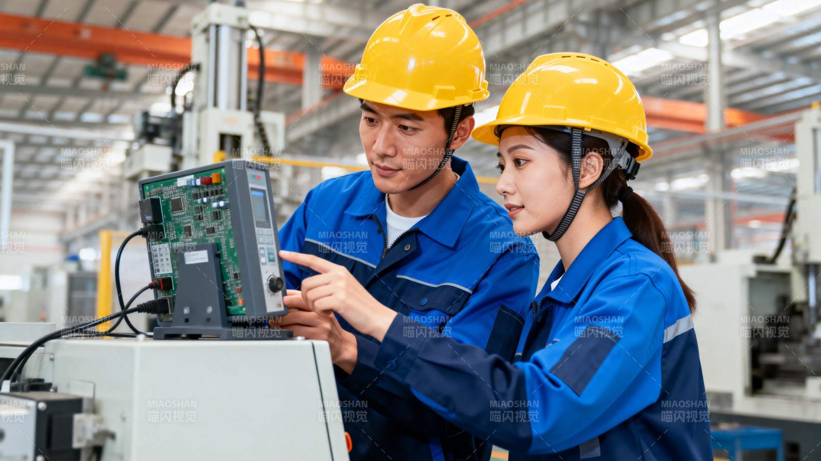 工厂工人检查设备图片