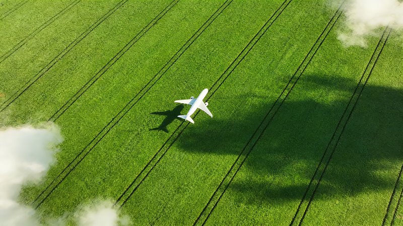 绿野上的飞机影图片