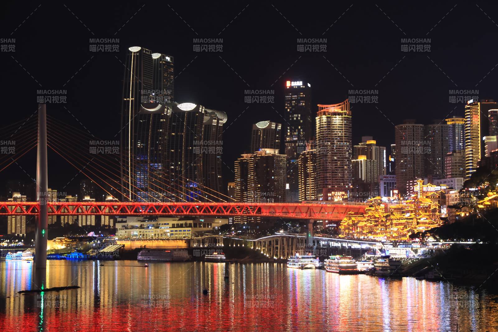 夜景城市桥梁图片