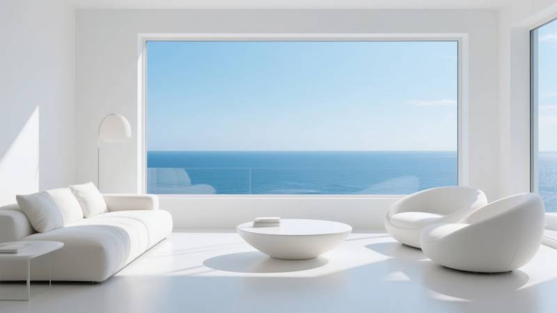 极简海景客厅图片