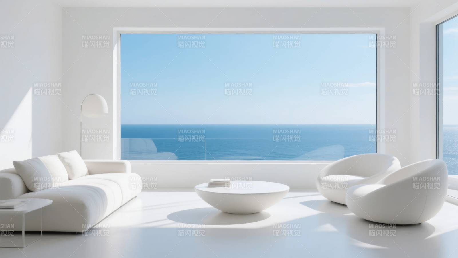 极简海景客厅图片