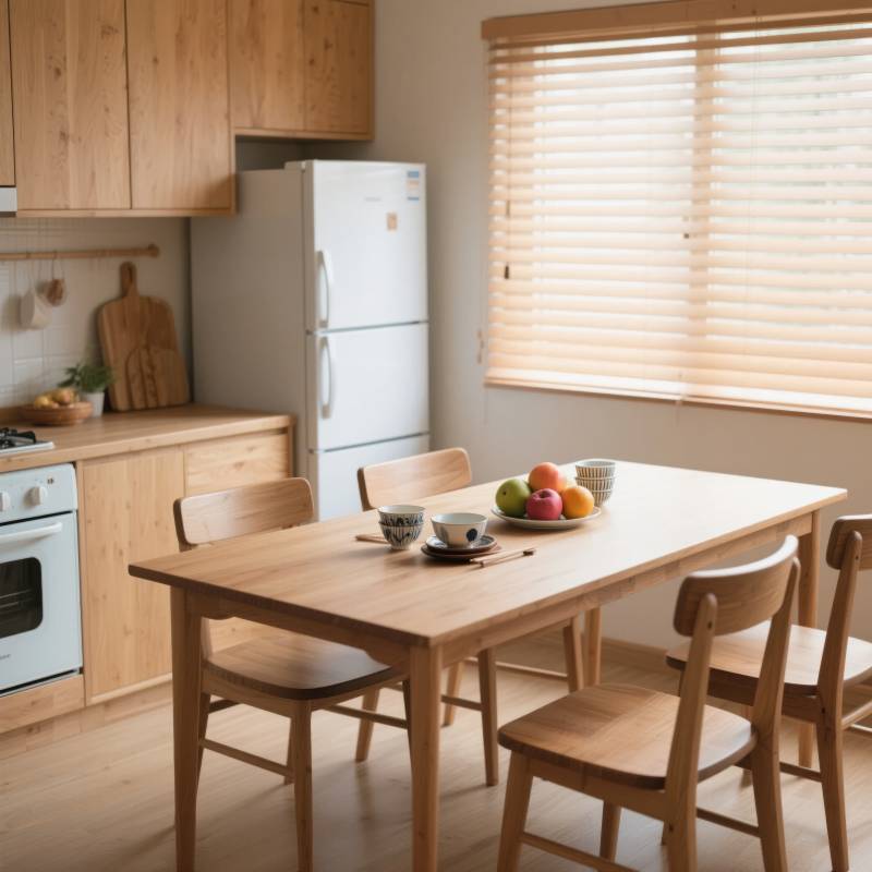 温馨木制厨房餐桌图片