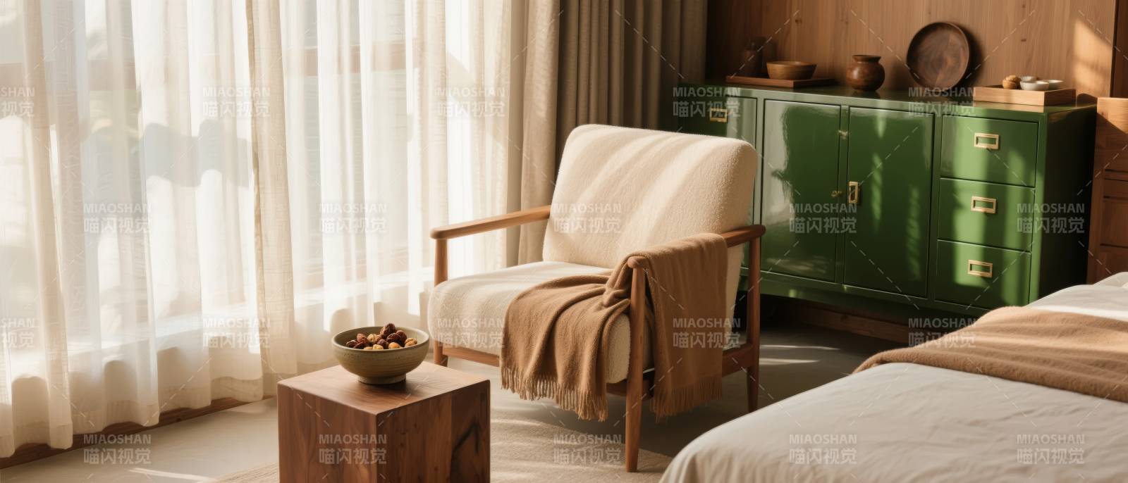 温馨卧室一角图片